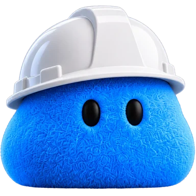 Vera, the Aera Nexus coworker: a blue fuzzy character in a white hard hat